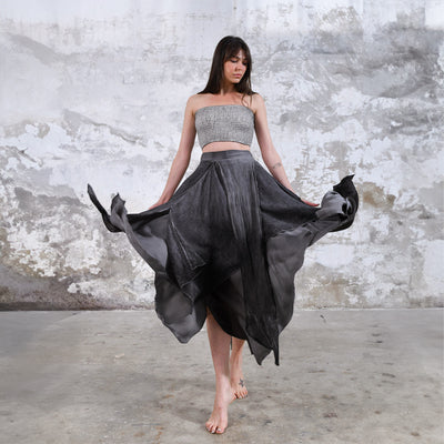 Bia Asymmetrical Chiffon Skirt · Charcoal
