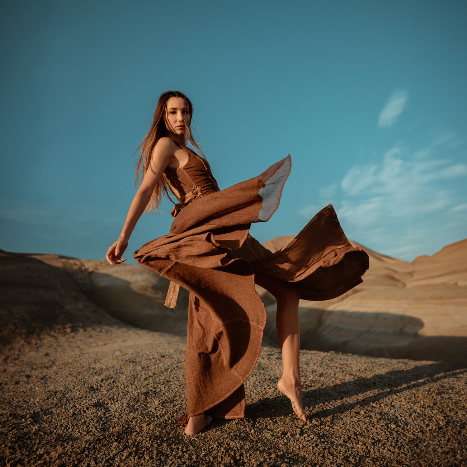 ZHE Dress in Desert Sand