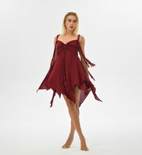 Ninsun Mini Dress in Wine Red