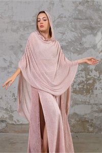 Pink Bohemian poncho hooded shawl, Ethnic print women's poncho, Spiritual clothing accessory, Handmade boho chic poncho, Flowy and comfortable poncho for women, Layering piece for chilly evenings, Statement piece for festivals and events, Unique and intricate design, Vibrant and earthy colors, Perfect for yoga and meditation practices.