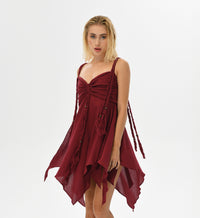 Ninsun Mini Dress in Wine Red