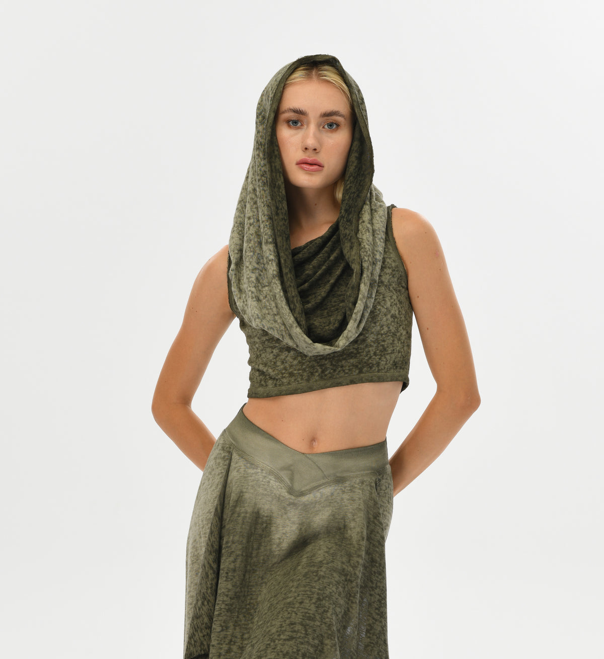 Hera Hooded Top in Khaki Green