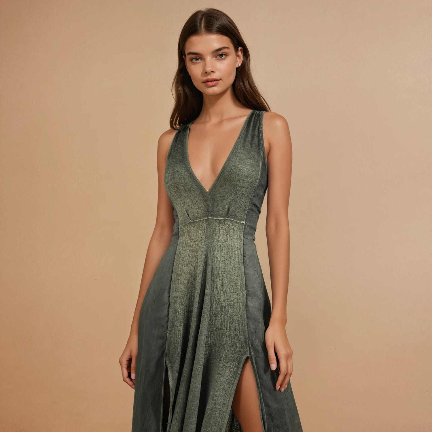 ZHE Dress in Khaki Green