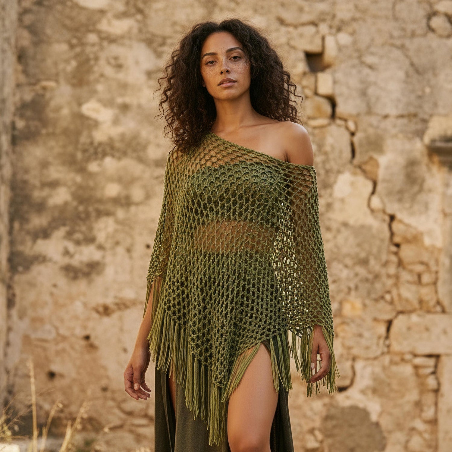 Unicorn Poncho in Forest Green