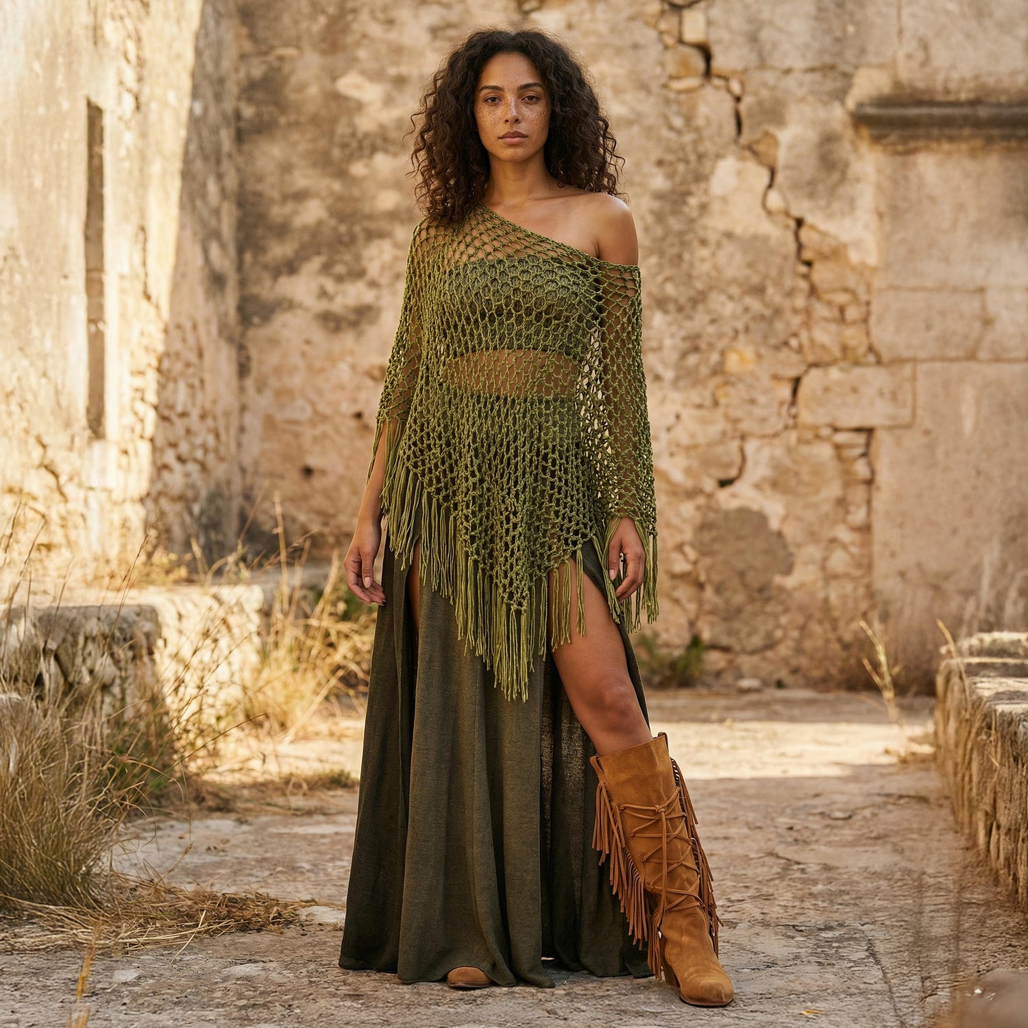 Unicorn Poncho in Forest Green