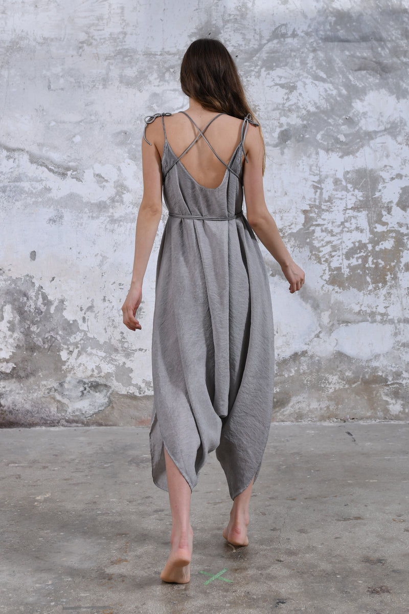 Gray loose fit jumpsuit, bohemian style jumpsuit, oversized jumpsuit, comfortable jumpsuit, casual jumpsuit, stylish jumpsuit, unique jumpsuit, handmade jumpsuit, sustainable fashion, eco-friendly jumpsuit, ethical clothing, travel-friendly jumpsuit, festival wear, statement piece, fashion-forward jumpsuit, timeless design, Boho Greek goddess dress for women, Flowy boho goddess maxi dress, Boho maxi dress with Grecian goddess vibes, boho maternity jumpsuit