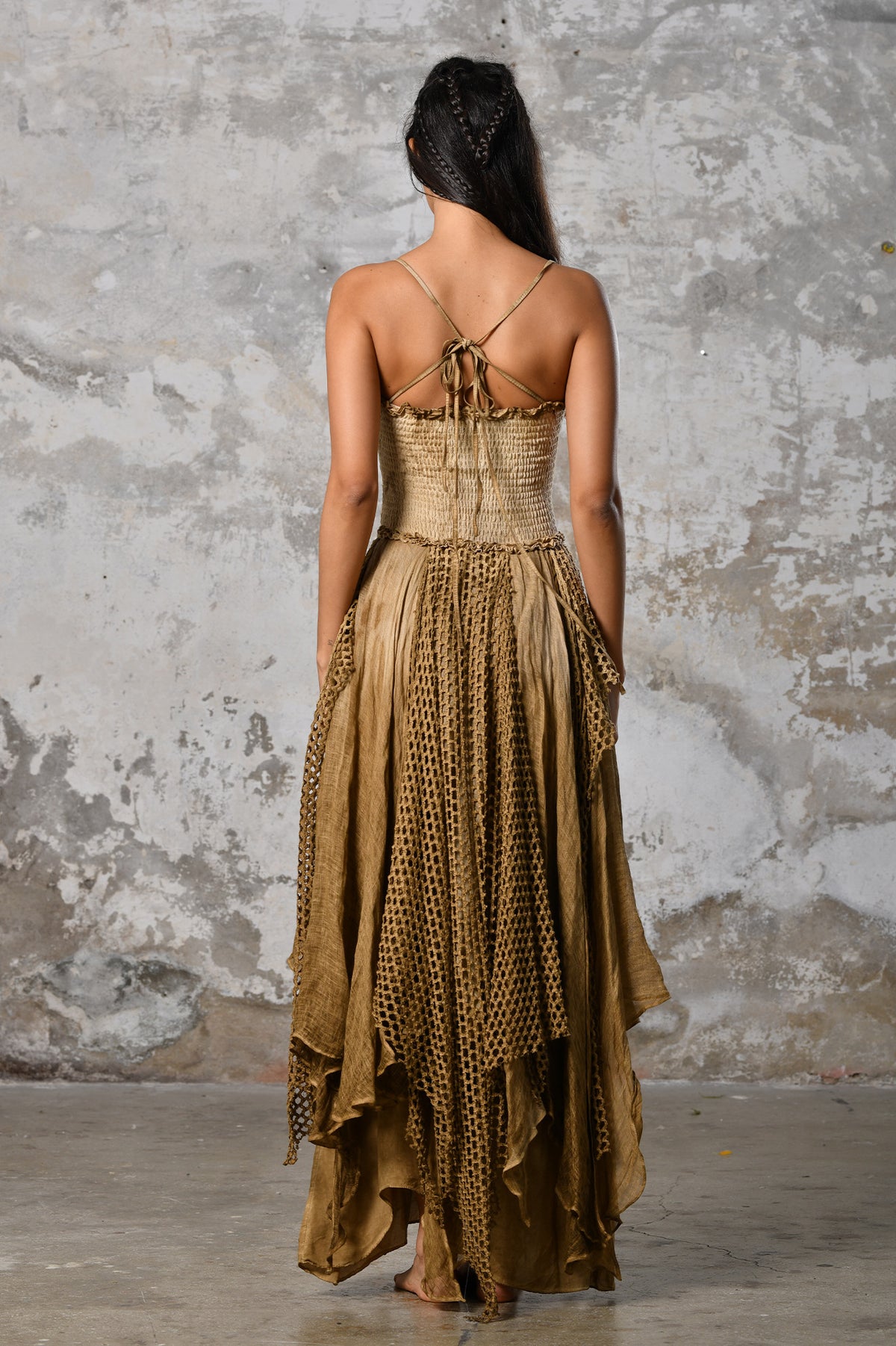 Our greek goddess dress made of handwoven organic cotton. Perfect dress for beach weddings, ceremonies and special occasions. The braids are made by hands making this dress transformer - multiway. You can tighten it up in different positions.