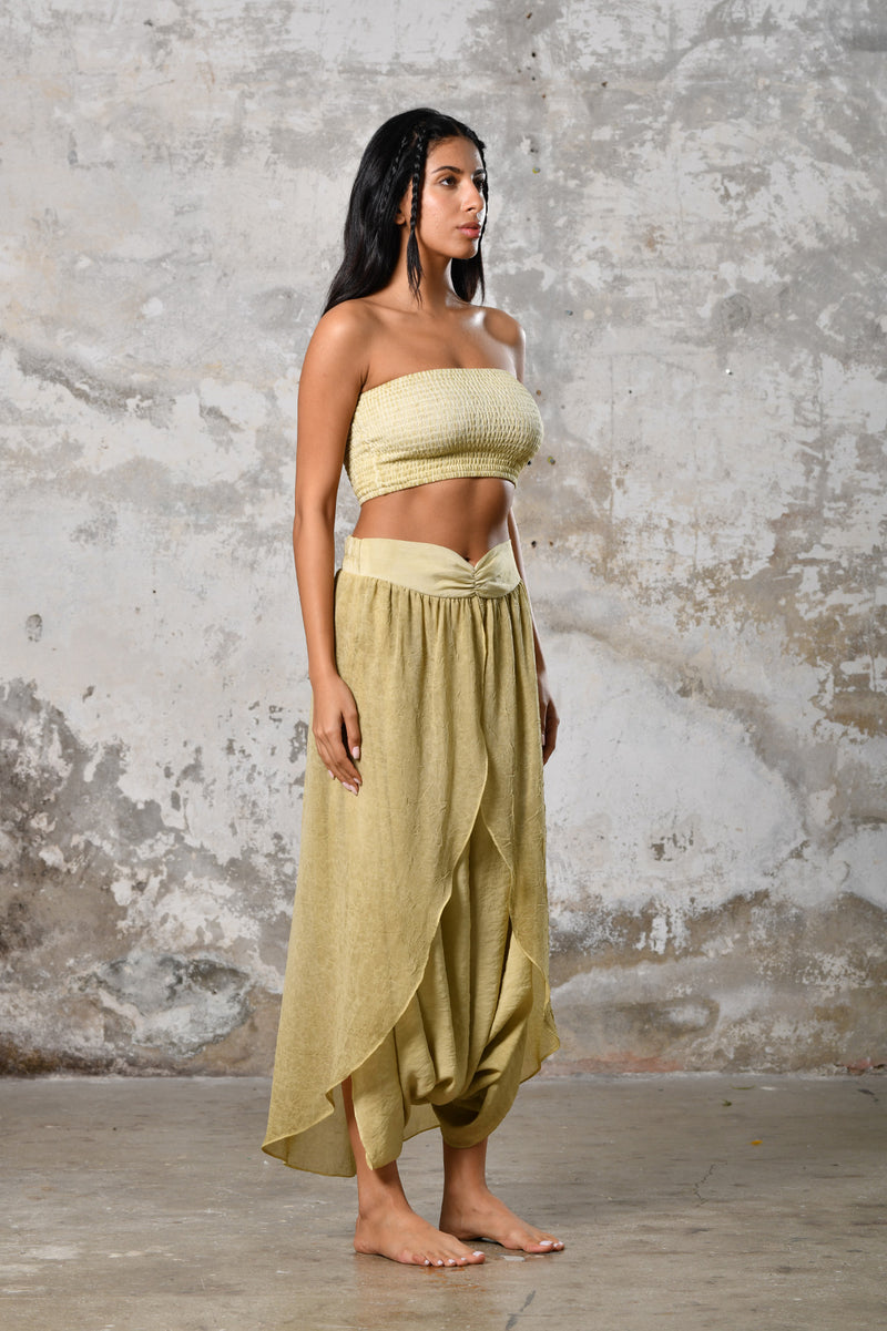 Step into timeless boho chic with our Powder Lemon Boho high split skirt trousers. Crafted from organic materials, this sexy summer boho yoga pants , eco-conscious fashion for the modern goddess.