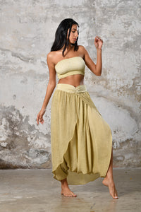 Step into timeless boho chic with our Powder Lemon Boho high split skirt trousers. Crafted from organic materials, this sexy summer boho yoga pants , eco-conscious fashion for the modern goddess.