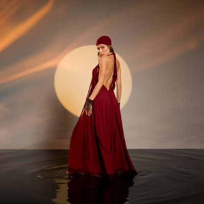 Kısmet Hand-Braided Maxi Dress · Red