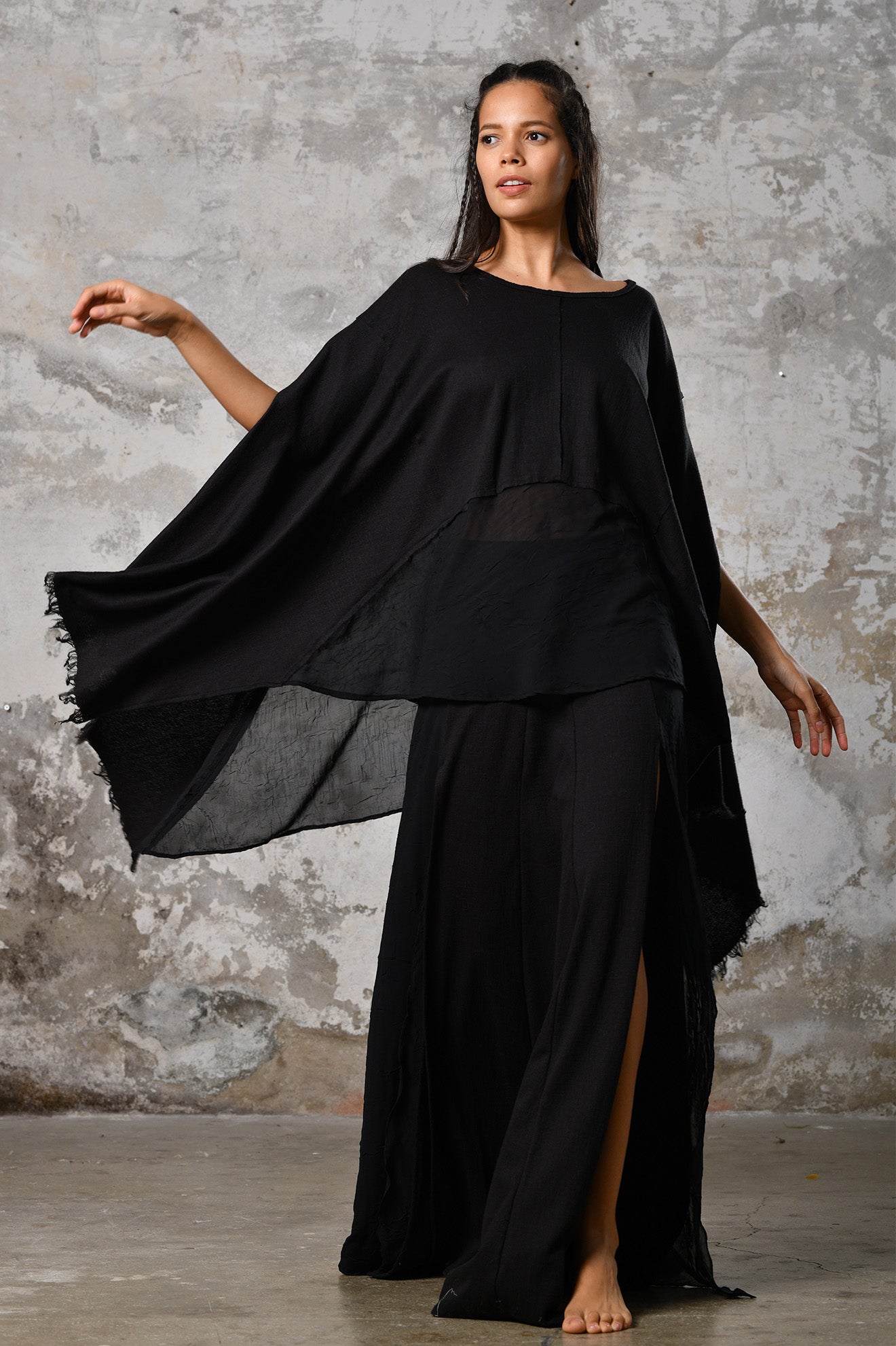 Black Boho Top • Bohemian Cape Tunic • Organic Cape Men
