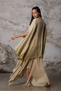 An enchanting Bohemian Leila, perfect for boho and festival-inspired looks, exuding a goddess-like quality. lemon yellow bohemian style perfect for Burning Man and other occasions. Menswear Boho Shirt. Boho sleeveless poncho unisex