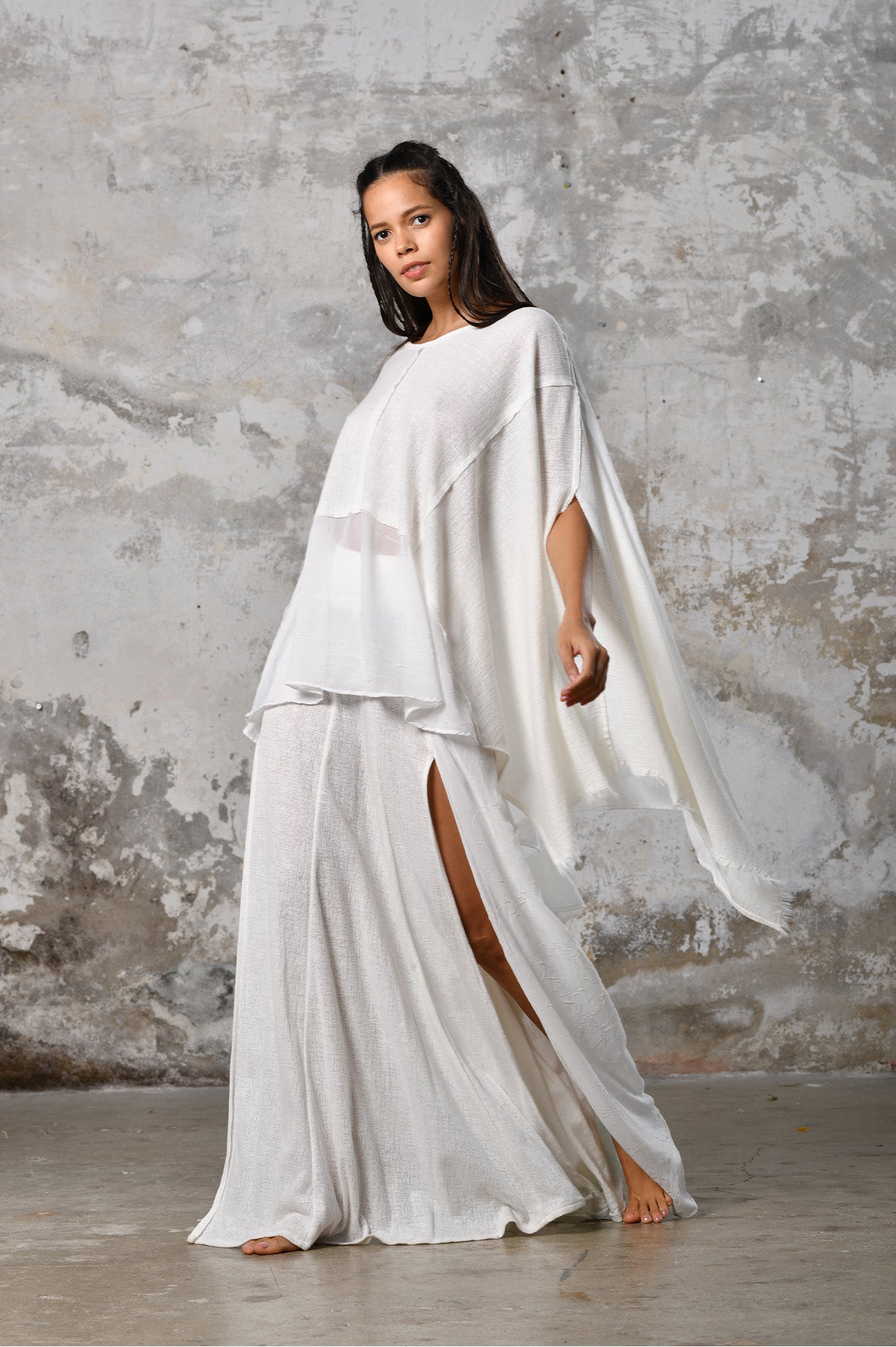 White Goddess Boho Top • Bohemian Cape Tunic • Organic Goddess Top