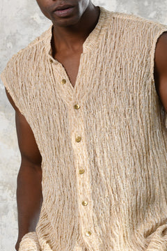 Bohemian Funky Men Sleeveless Shirt: Handwoven cotton luxury, raw texture, versatile bohemian style for all occasions. Burning Man festival Menswear. LONG SLEEVELESS VEST. Caravana men Gift for him boho