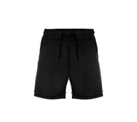 Comfy men’s black boho shorts, crafted from lightweight muslin cotton with a foldable hem for versatile summer looks.