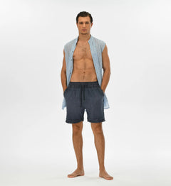 Blue  boho men’s shorts with breathable fabric, ideal for casual summer outings or bohemian-inspired looks.