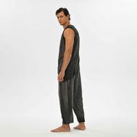 Men’s festival-ready harem pants in charcoal, featuring an elastic waistband and loose fit for ultimate comfort.