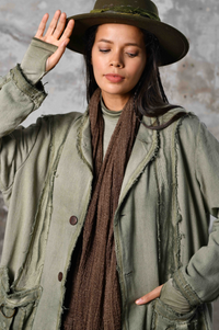 Zhenabia Boho Jacket: Elevate your style with this luxury boho-inspired, sustainable blend of cotton and linen. Functional design, versatile for all seasons, unisex sizing. Sage Green Jacket