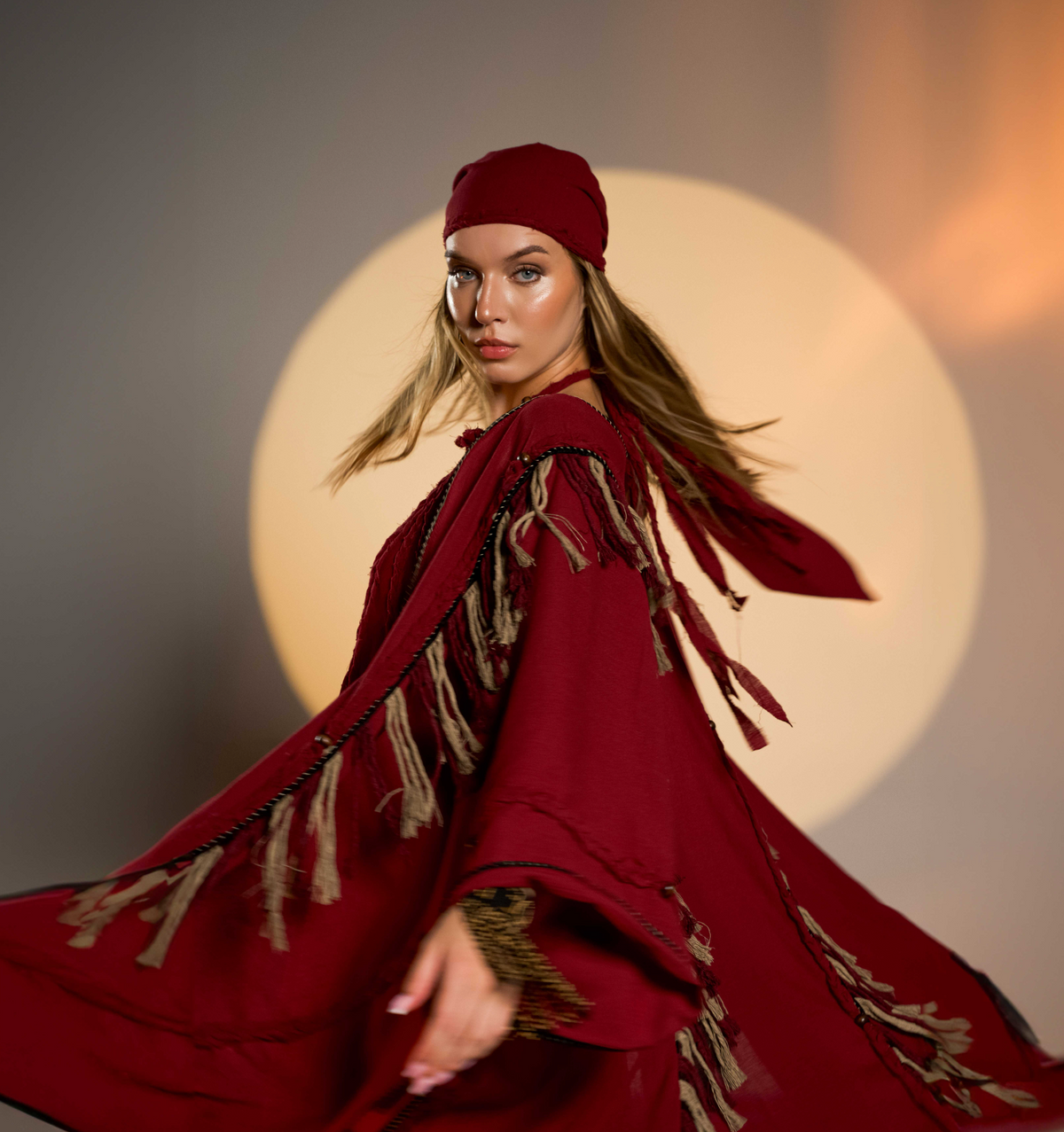 Sidra Cape Kimono in Red