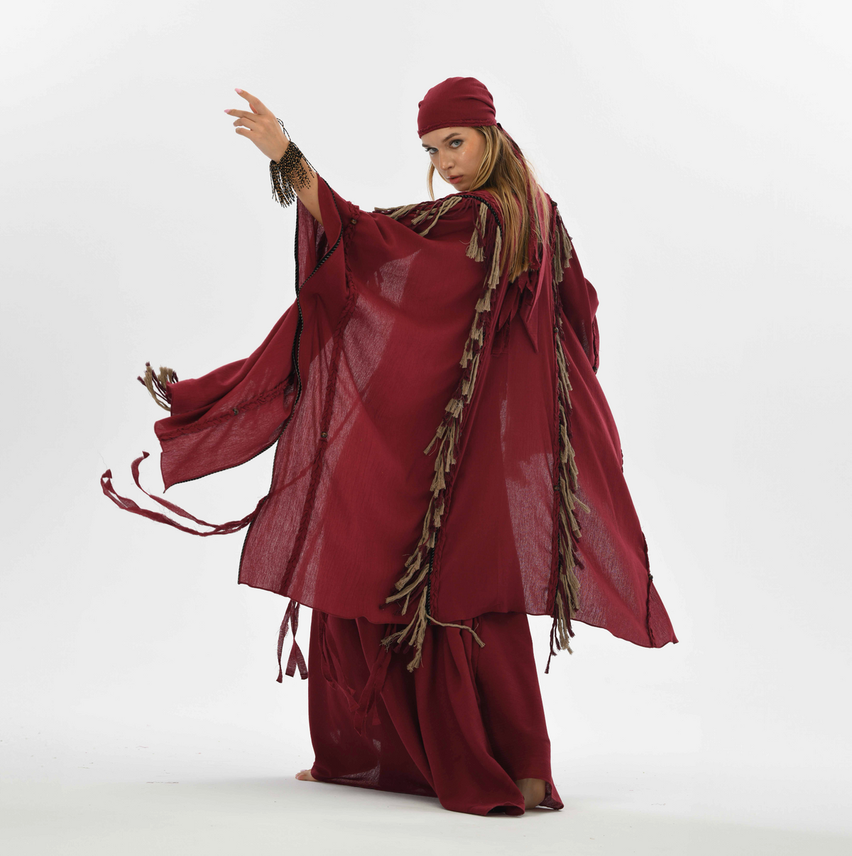 Sidra Cape Kimono in Red