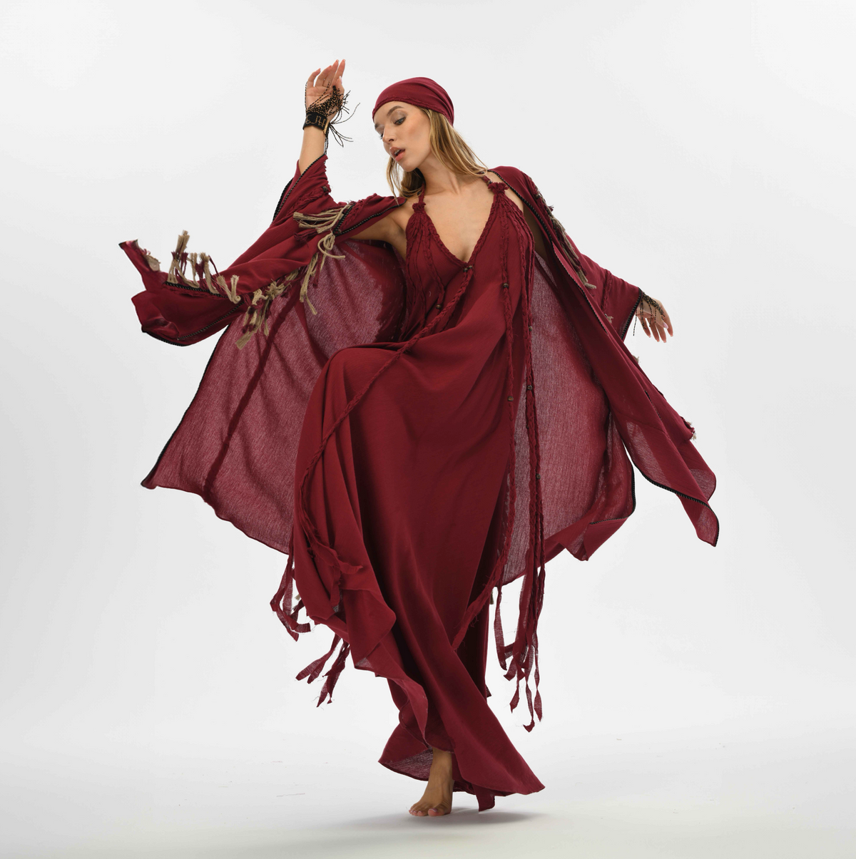 Sidra Cape Kimono in Red