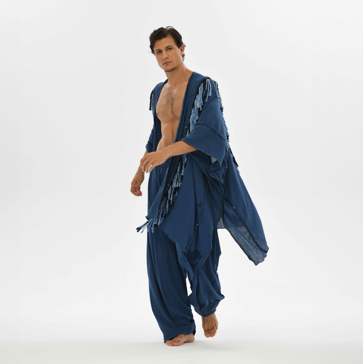 Sidra Cape Kimono in Navy Blue