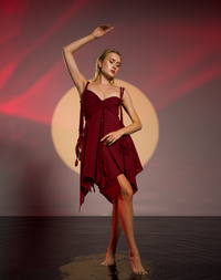 Ninsun Mini Dress in Wine Red