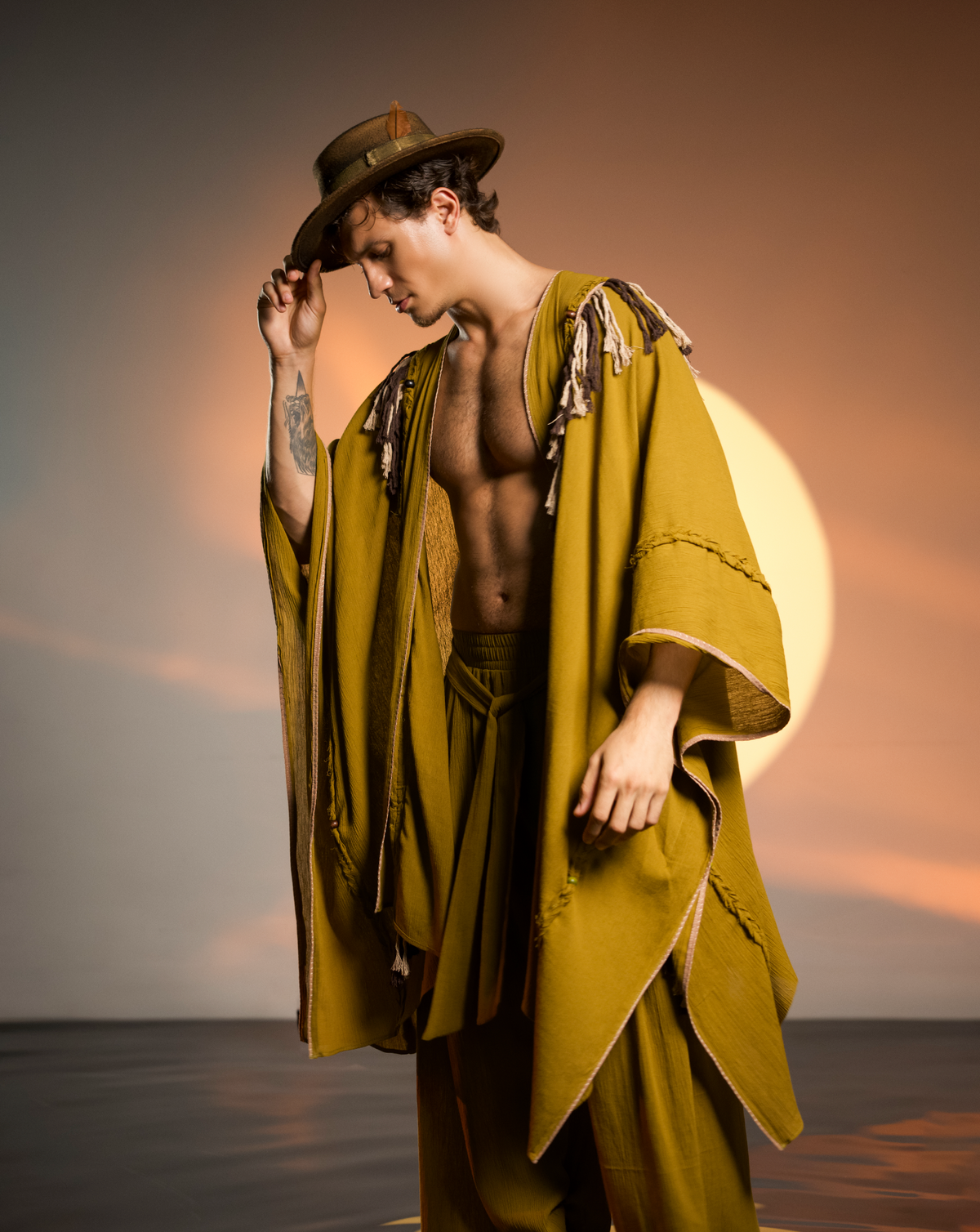 Sidra Cape Kimono in Cumin Brown