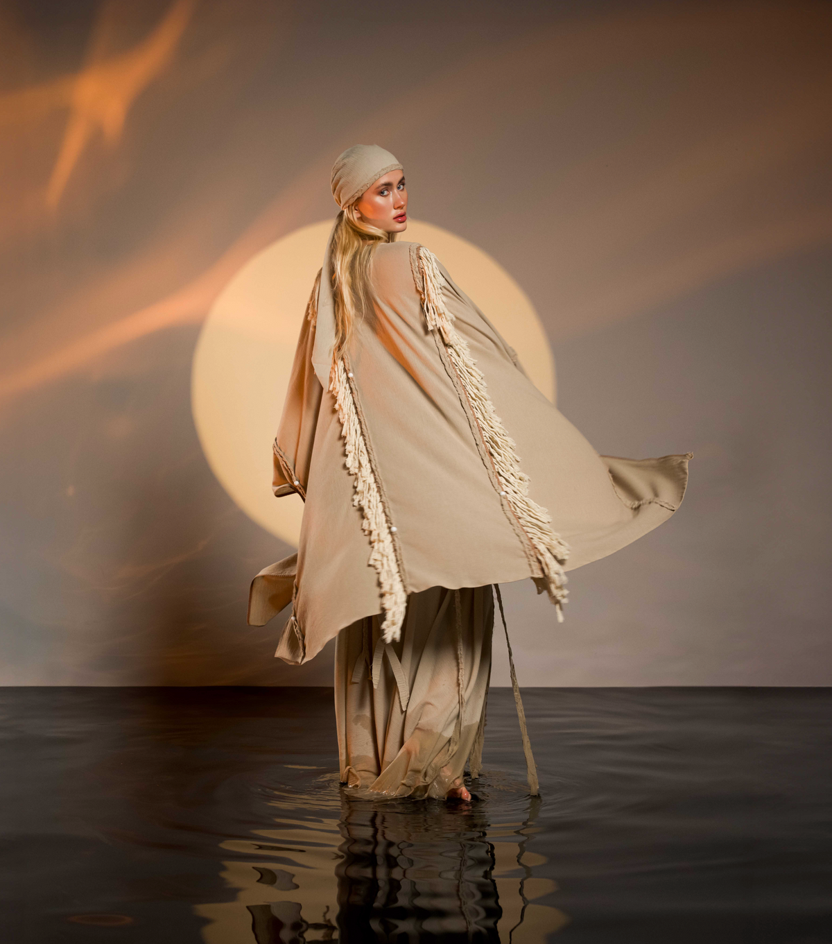 Sidra Cape Kimono in Beige