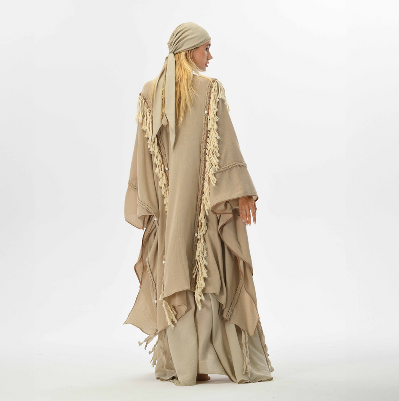 Sidra Cape Kimono in Beige