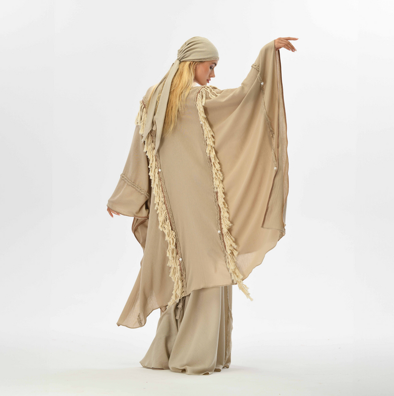 Sidra Cape Kimono in Beige