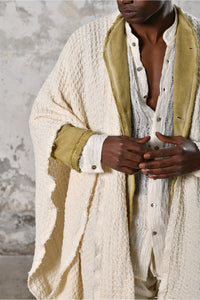 Waffle Poncho in Beige