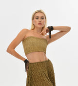 See-through boho lace skirt in desert sand, with a layered design perfect for resort wear or bohemian daily style.