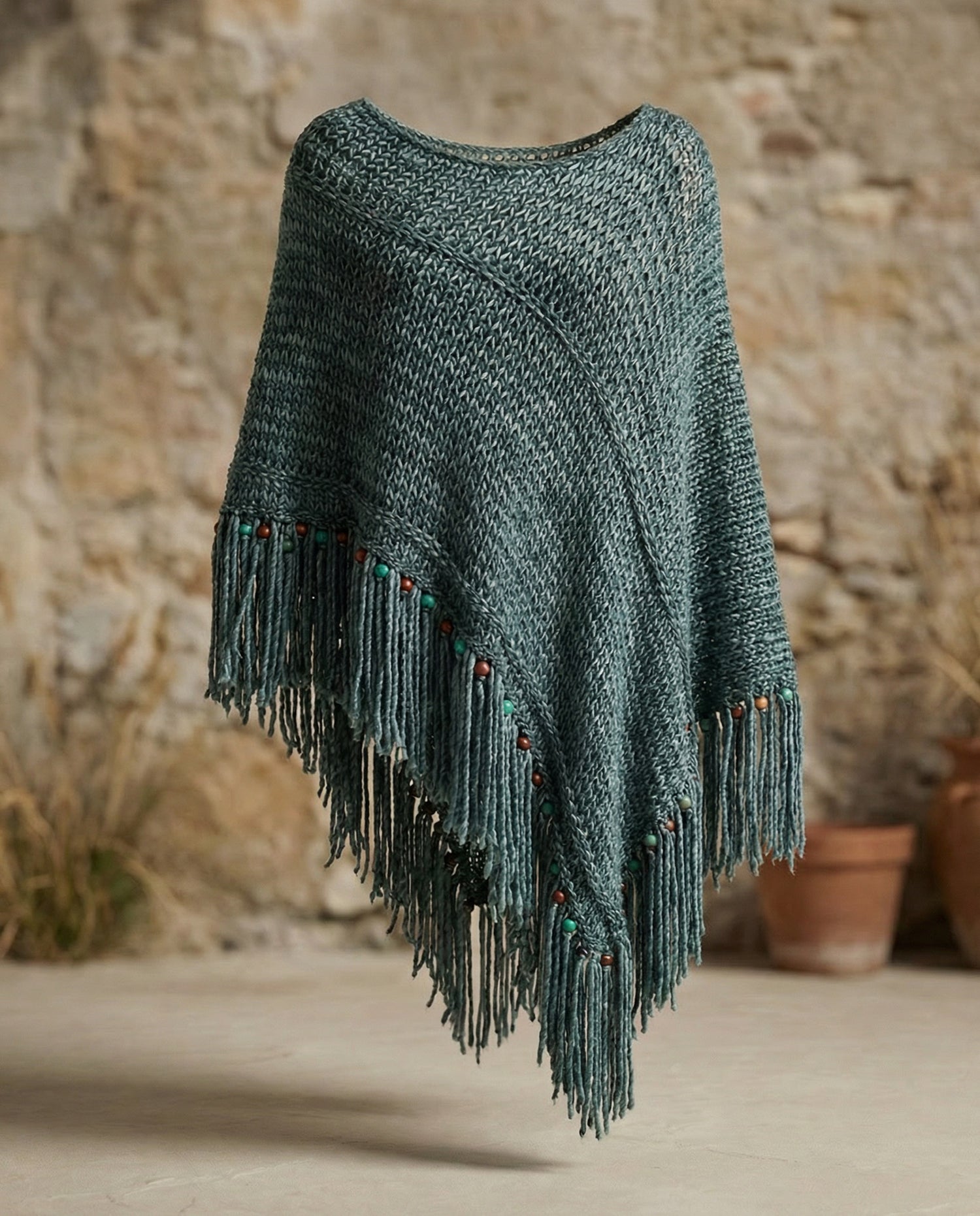 Root Poncho in Teal Blue