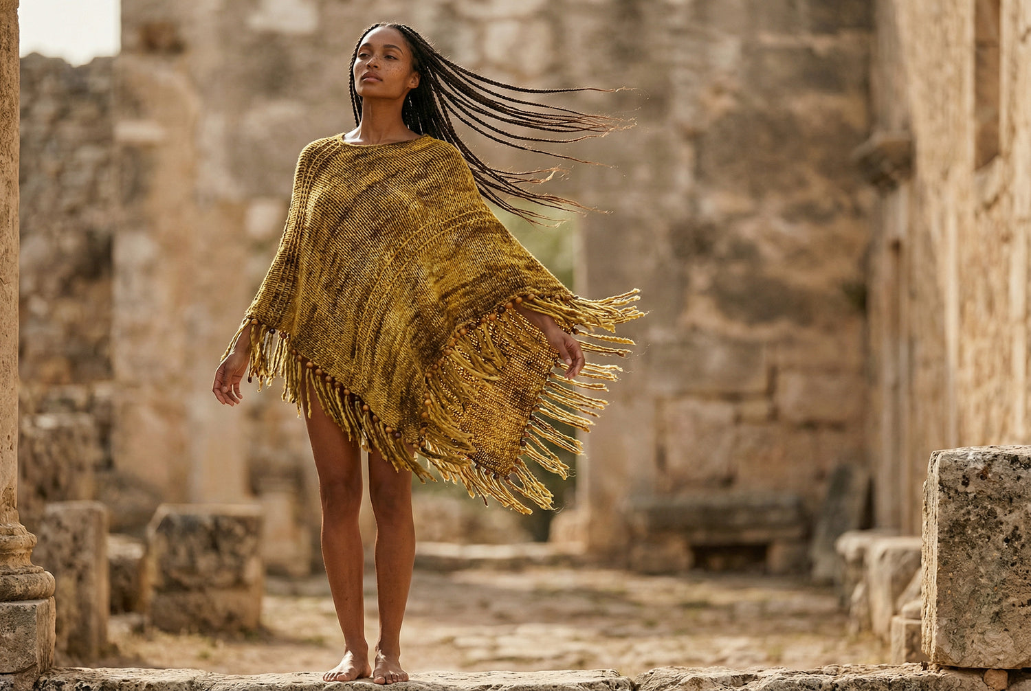 Root Poncho in Turmeric