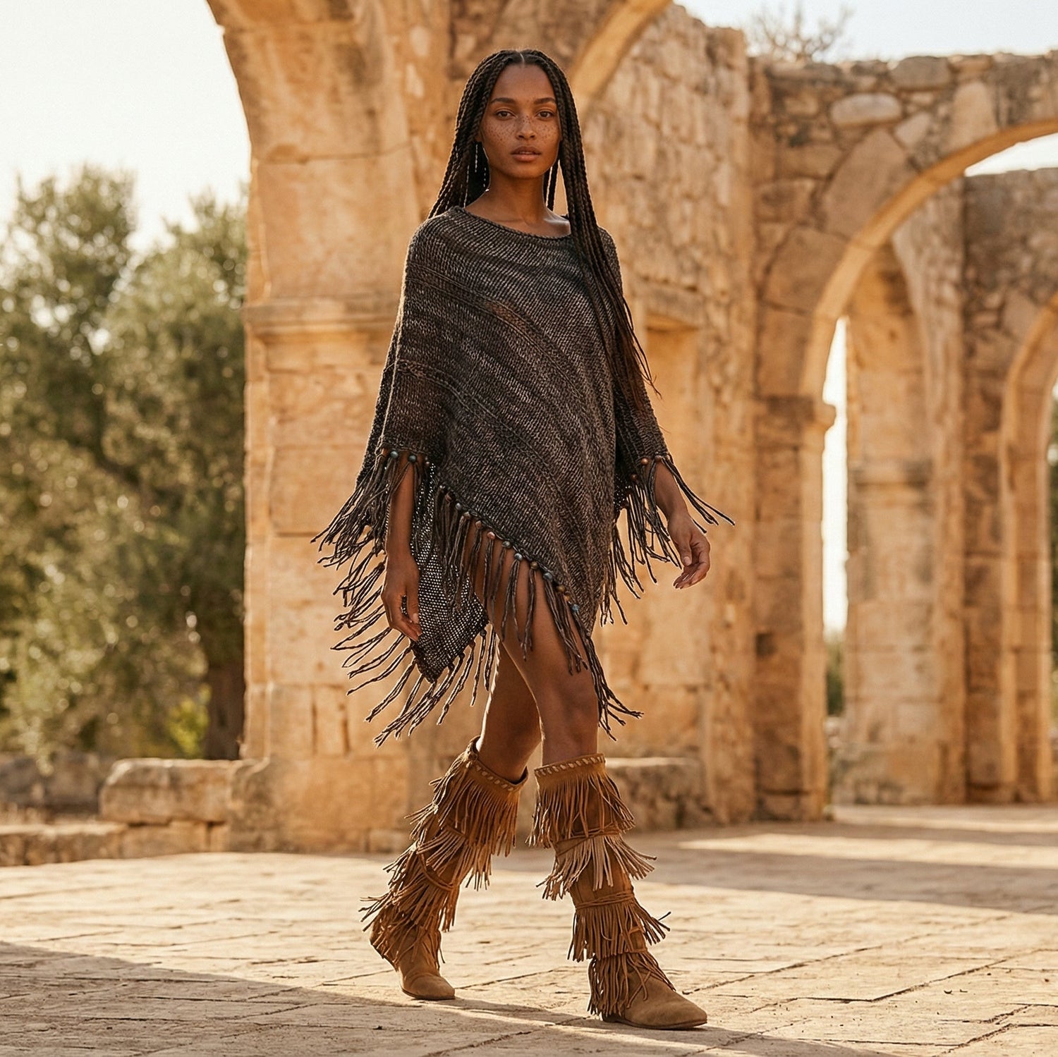 Root Poncho in Earth