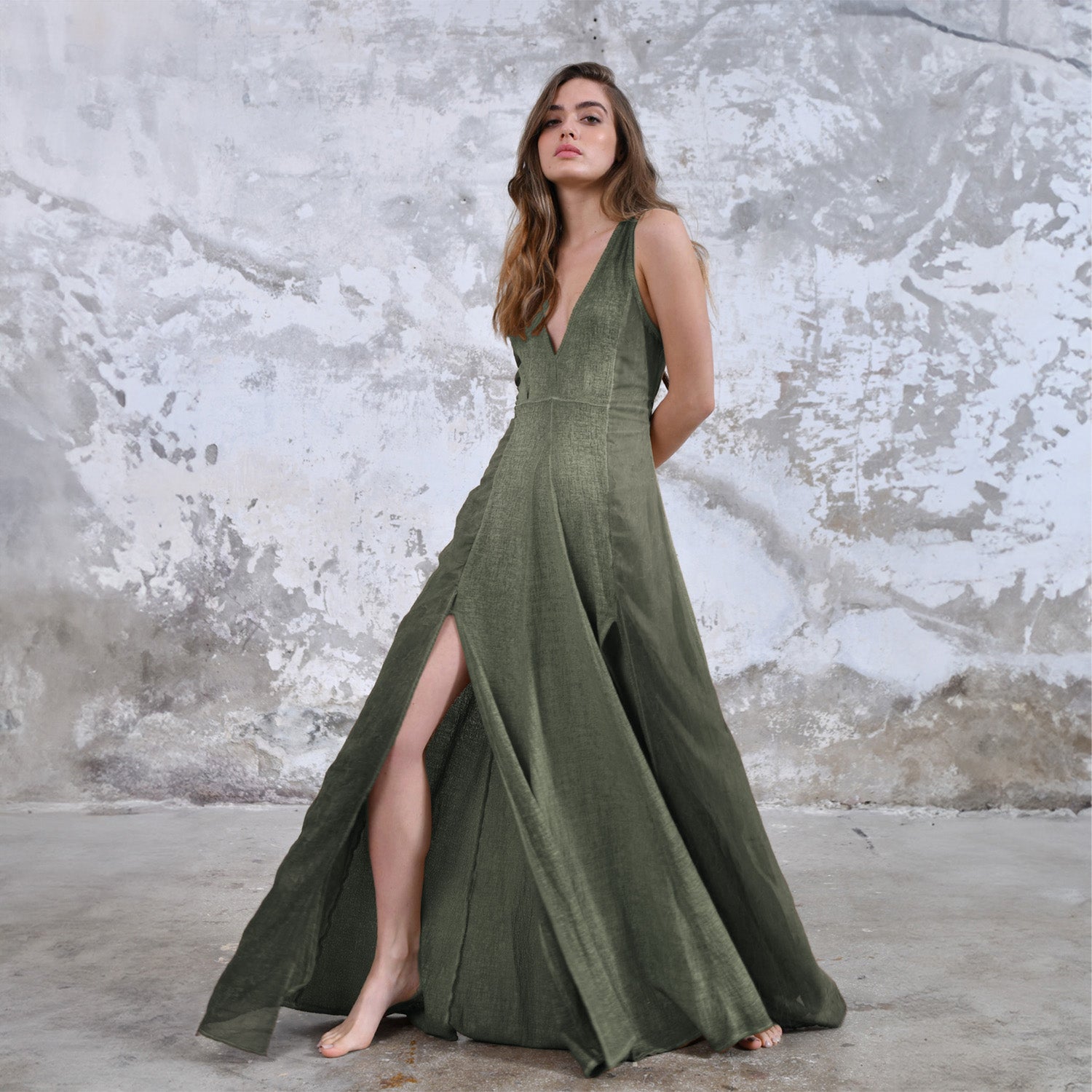ZHE Dress in Khaki Green
