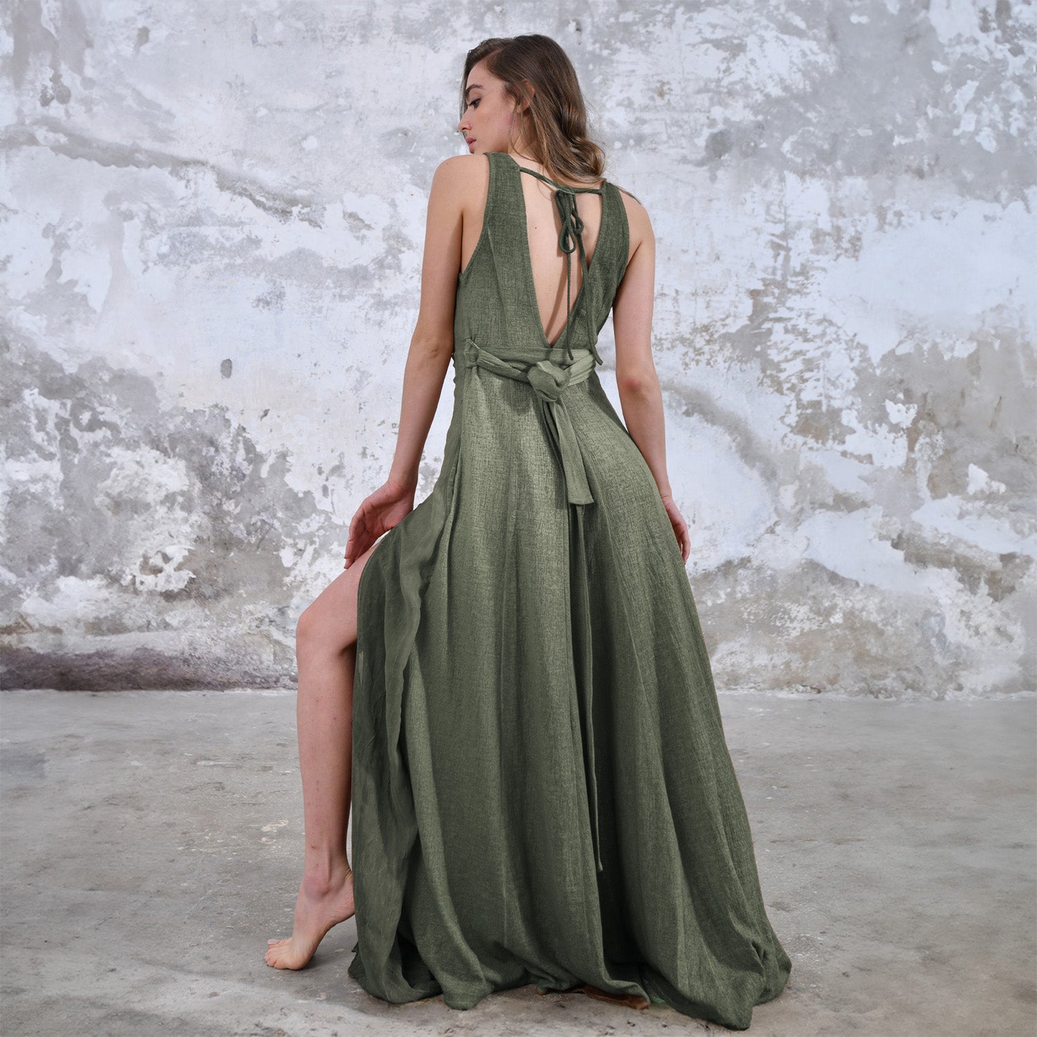 ZHE Dress in Khaki Green