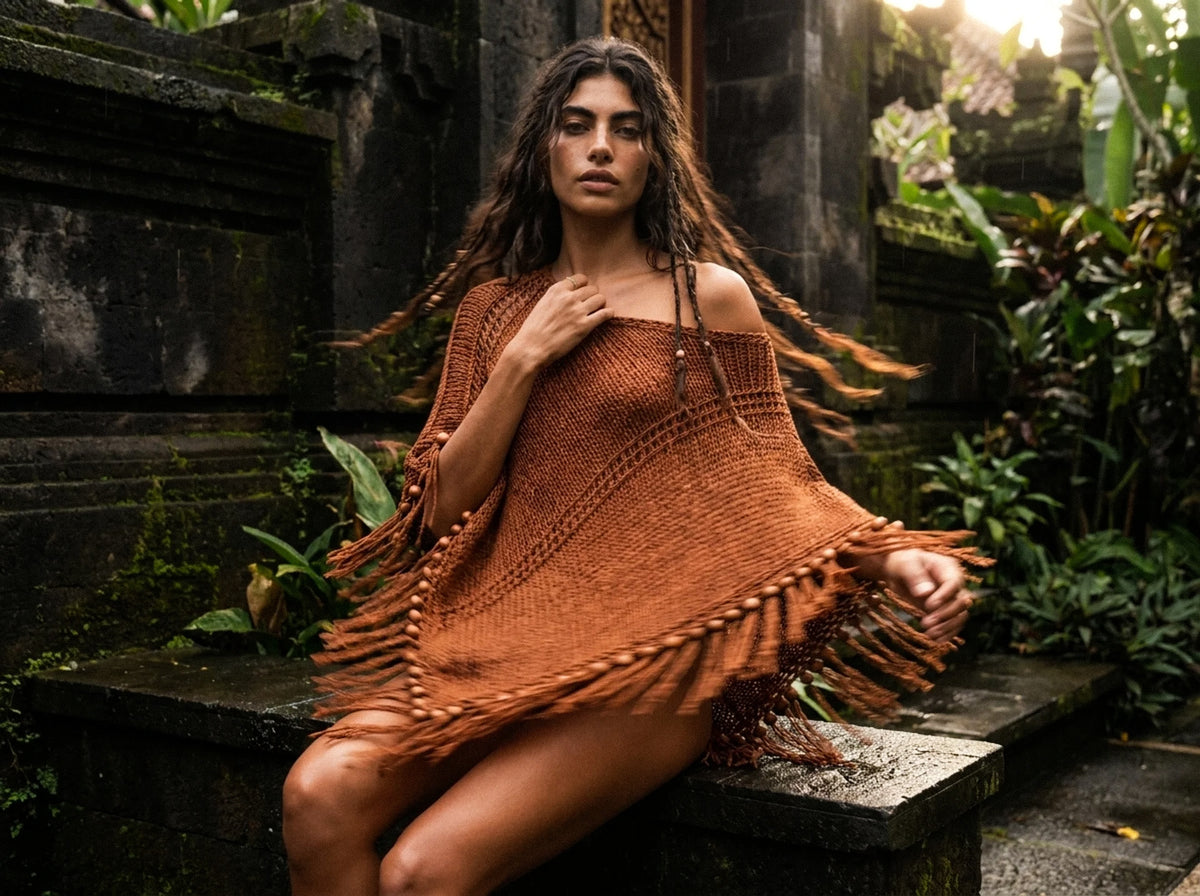 Root Poncho in Bronze Brown