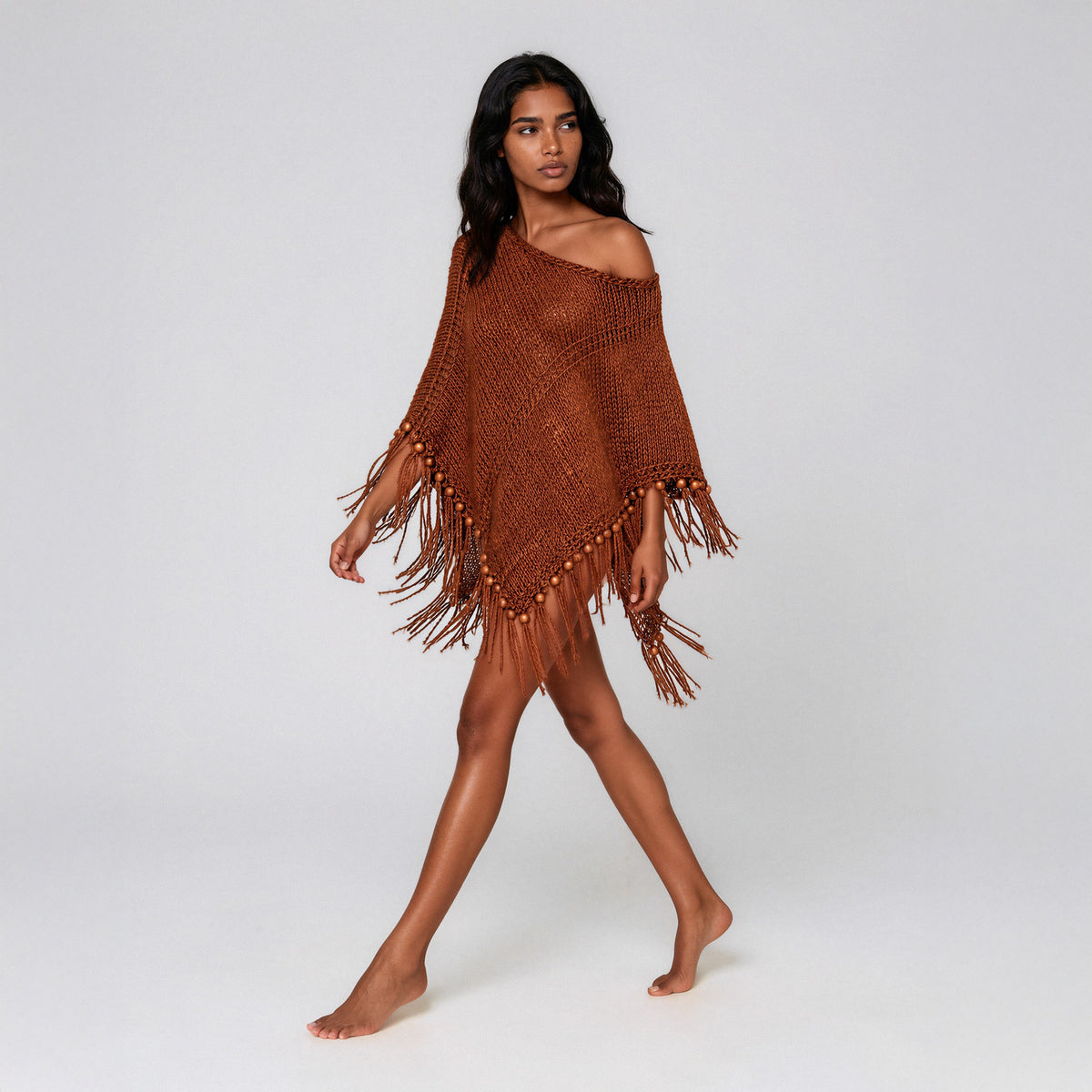 Root Poncho in Bronze Brown