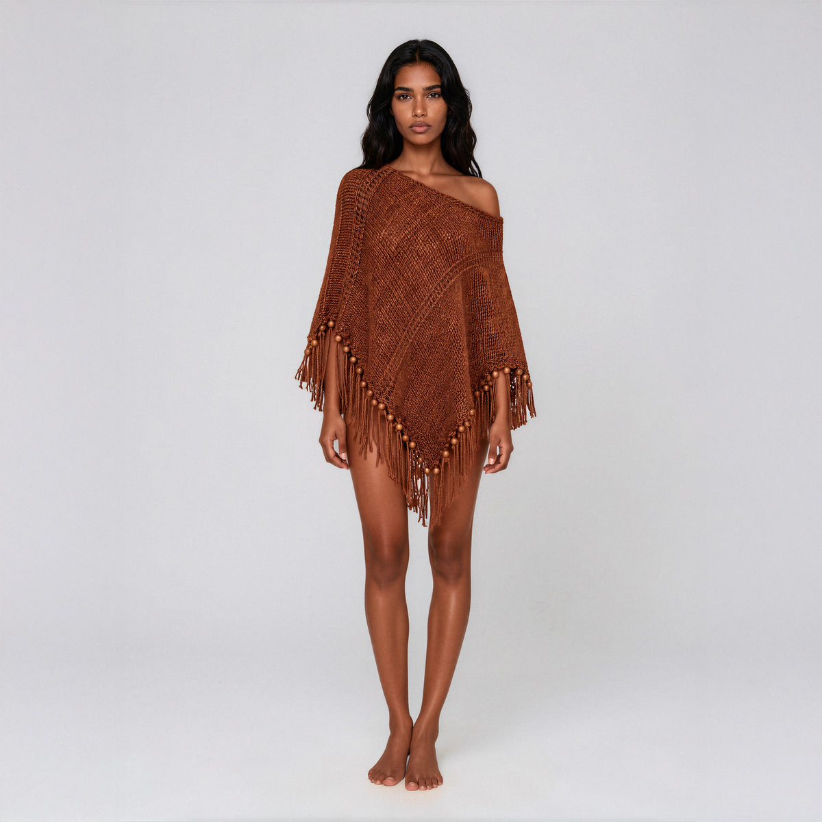 Root Poncho in Bronze Brown