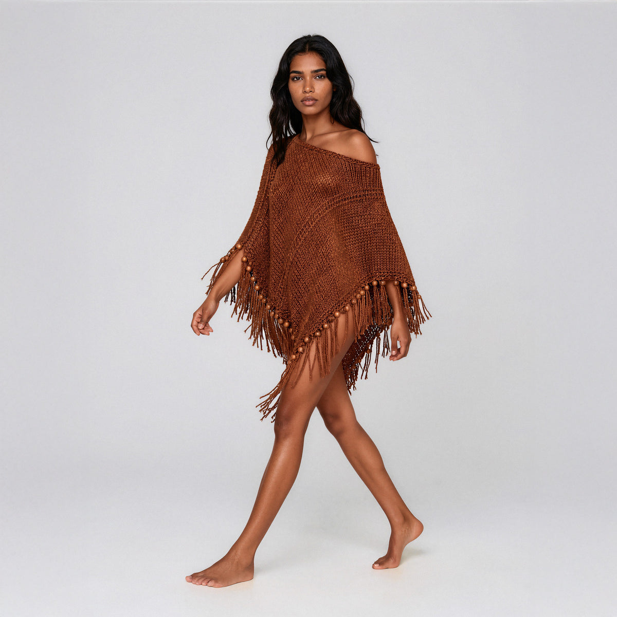 Root Poncho in Bronze Brown