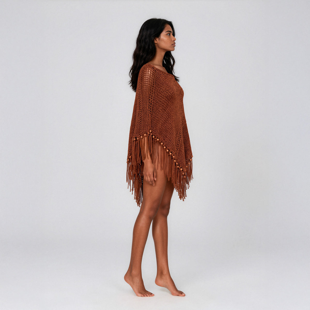 Root Poncho in Bronze Brown