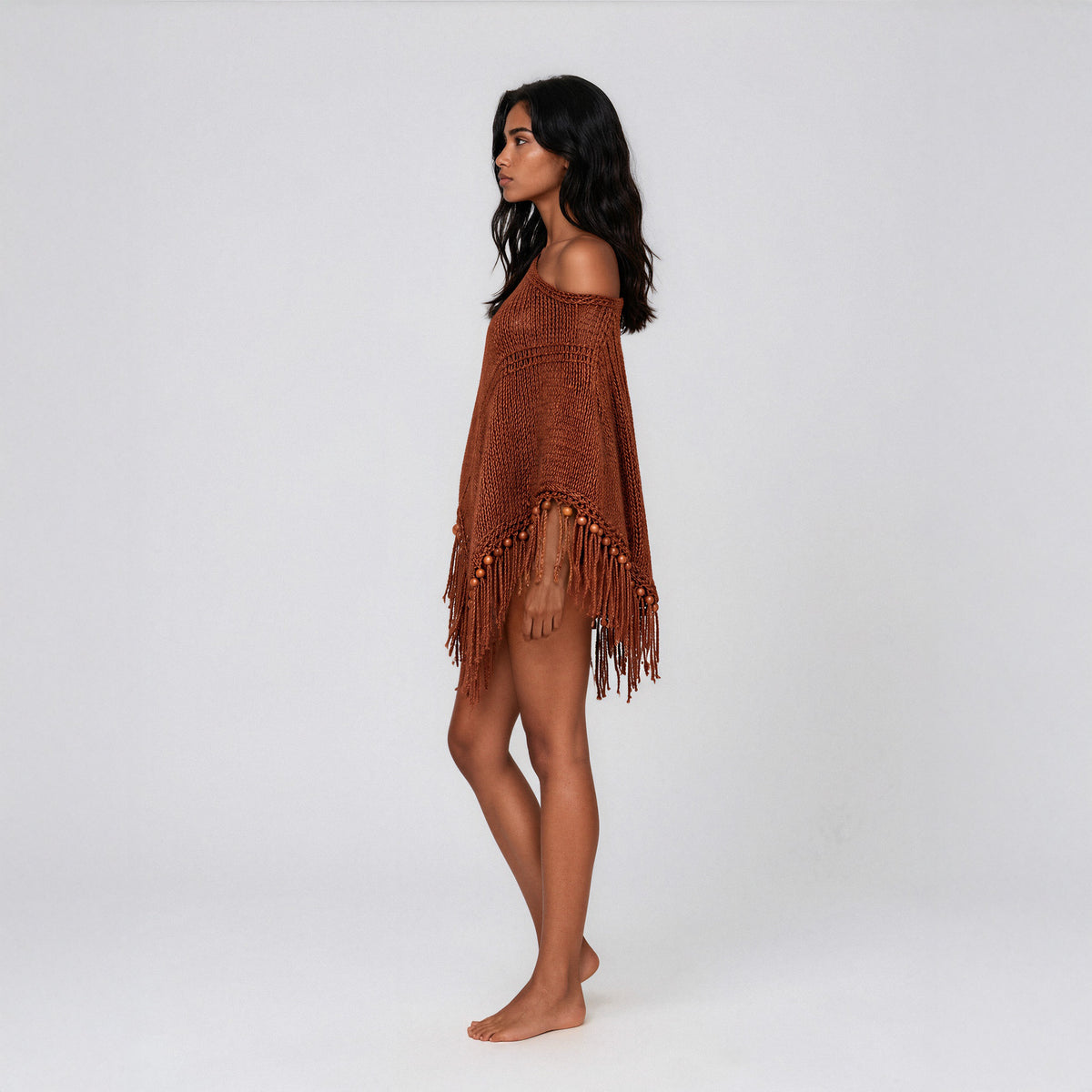 Root Poncho in Bronze Brown