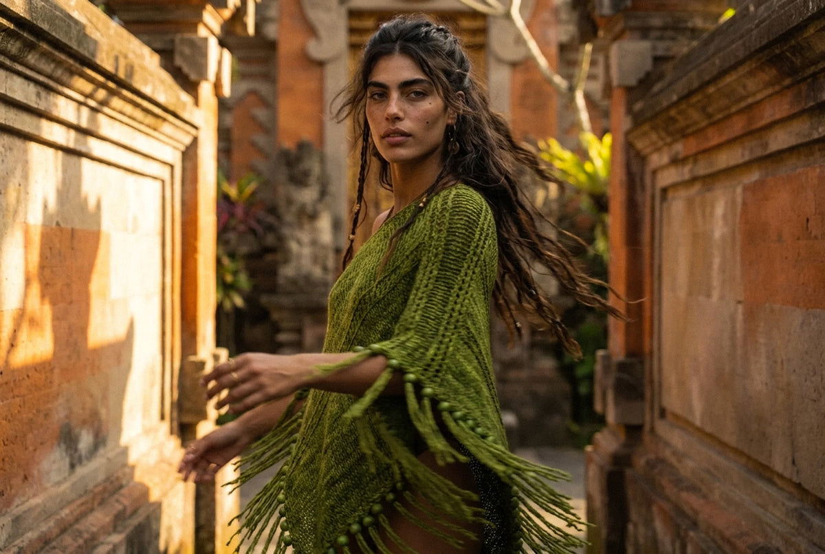 Root Poncho in Forest Green