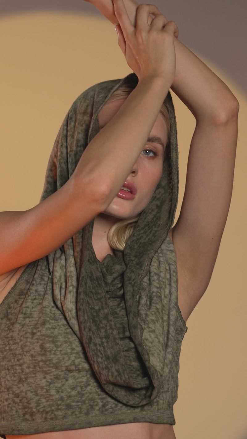 Hera Hooded Top in Khaki Green