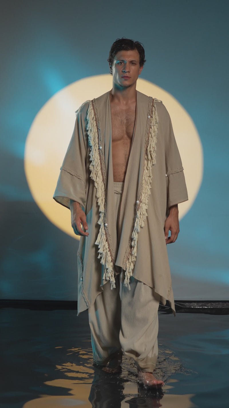 Sidra Cape Kimono in Beige