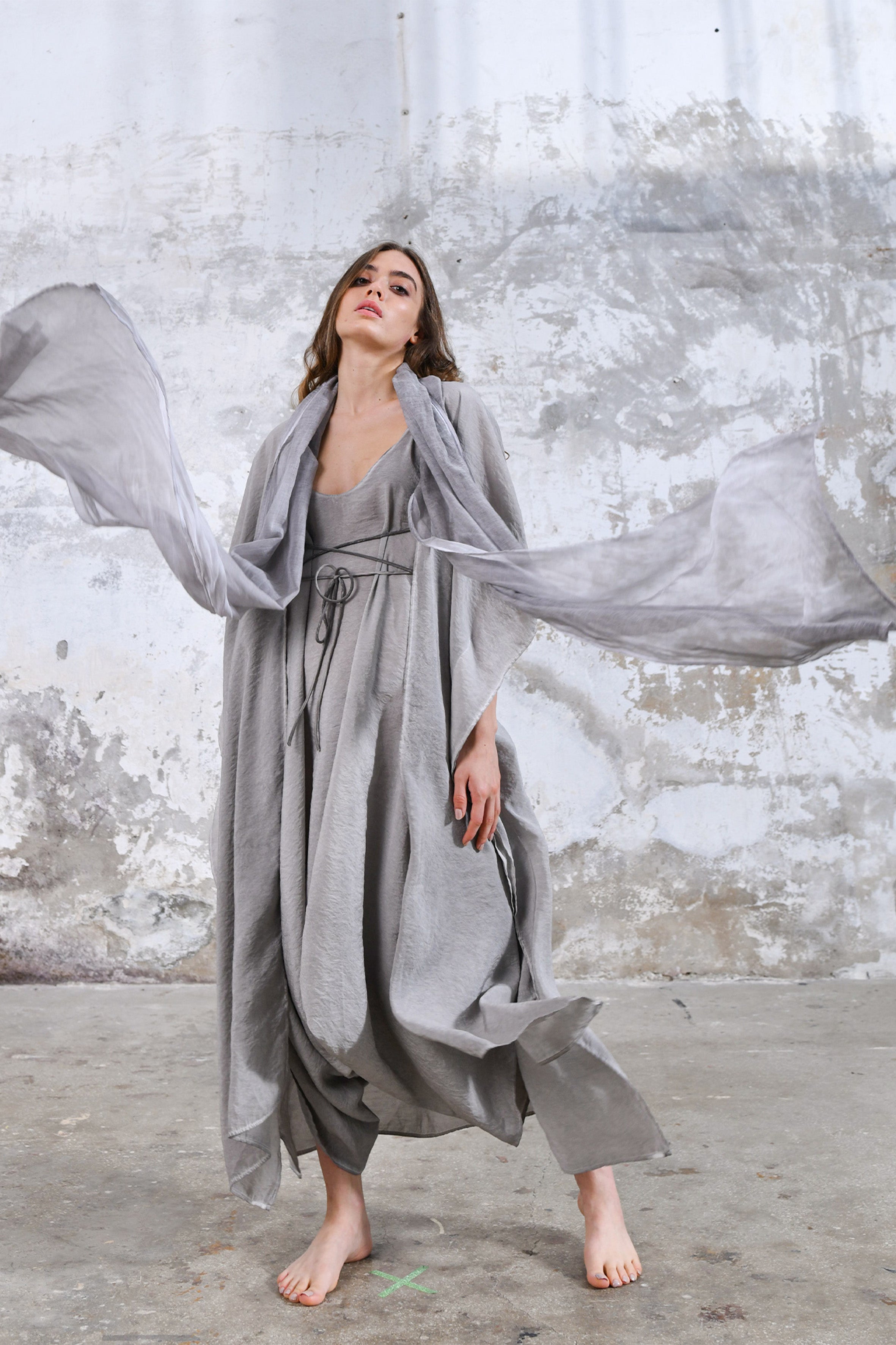 Grey store kimono dress