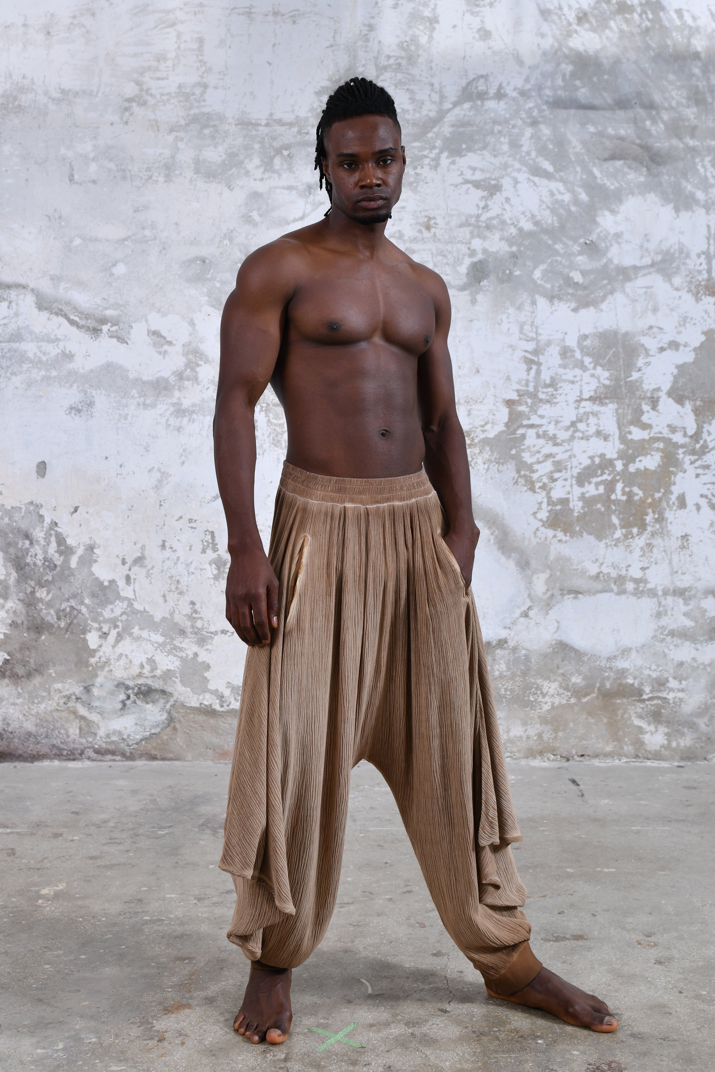 Men Harem Hippie Pants Ethnic Style Baggy Boho Drop Crotch Yoga Stretchy  Pants Cotton Casual Elastic Waist Loose Fit Pants - Walmart.com